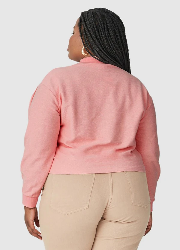 Malwee - Blusão Feminino em Moletom Plus Rosa 3