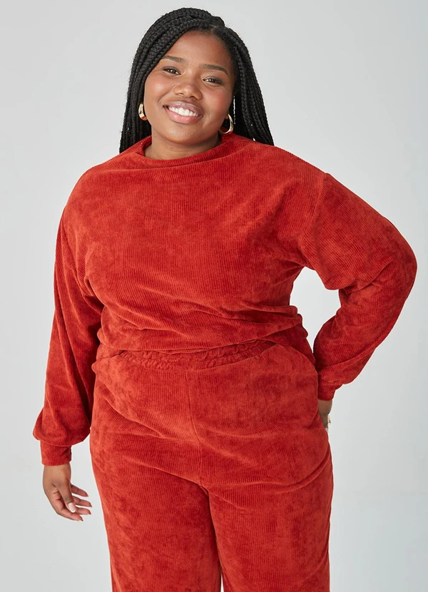 Malwee - Blusão Feminino em Plush Plus Vermelho