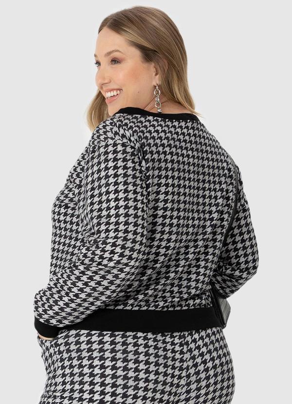 Malwee - Blusão Feminino Pied de Poule Plus Preto 2