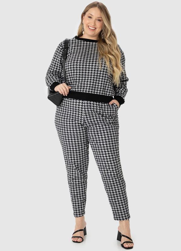 Malwee - Blusão Feminino Pied de Poule Plus Preto 1