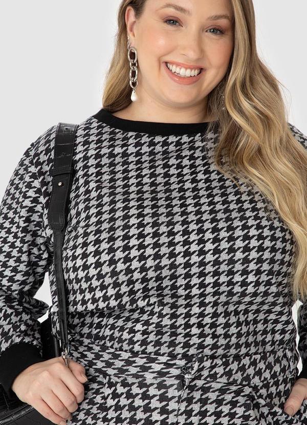 Malwee - Blusão Feminino Pied de Poule Plus Preto 4