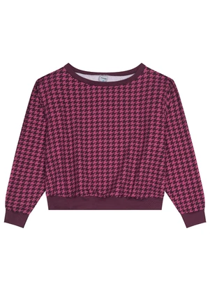 Malwee - Blusão Feminino Pied de Poule Plus Rosa - MALWEE