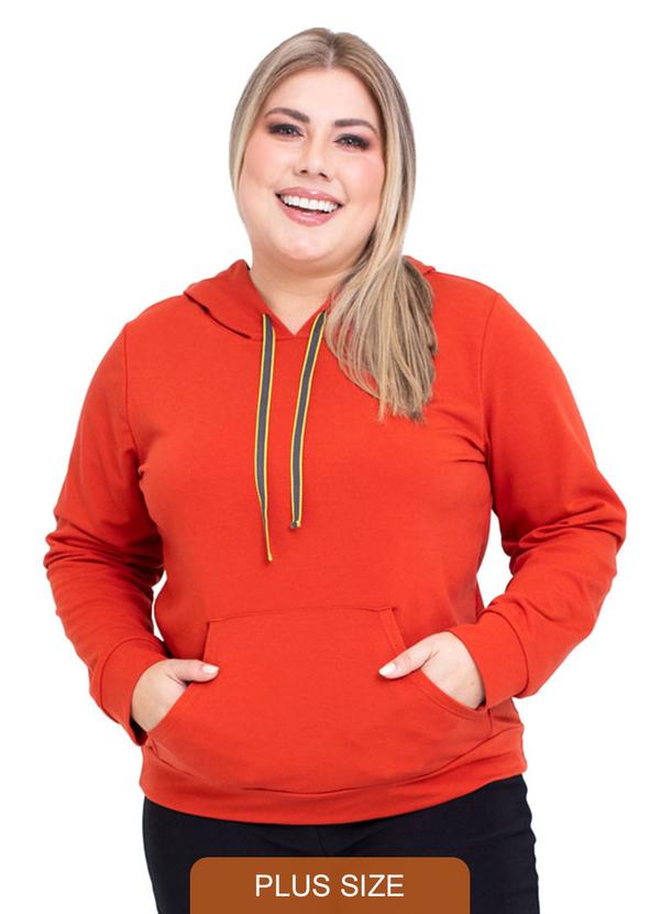 Lepoque - Blusão Malha Moletinho Laranja com Capuz