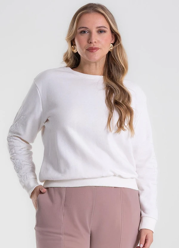 Secret Glam - Blusão Moletom Plus Size Bege 1