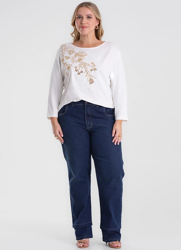 Secret Glam - Busa de Manga Longa Bordado Plus Size Bege 3