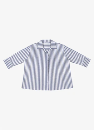 Secret Glam - Camisa Feminina Manga 3/4 Listrada Azul - SECRET GLAM