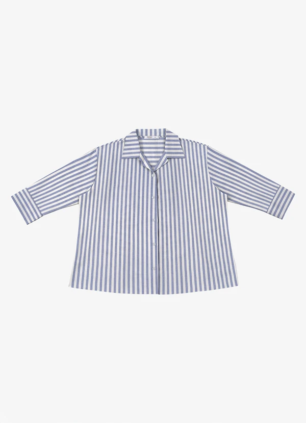 Secret Glam - Camisa Feminina Manga 3/4 Listrada Azul