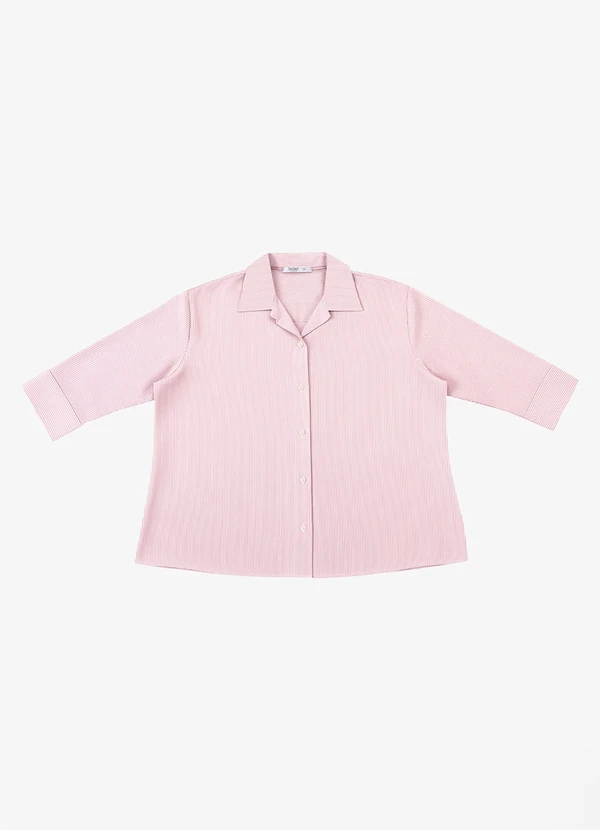 Secret Glam - Camisa Feminina Manga 3/4 Listrada Rosa