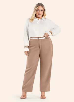 Secret Glam - Camisa Feminina Manga Longa Viscose Bege - SECRET GLAM