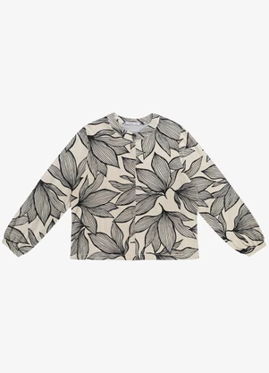 Secret Glam - Camisa Manga Longa Estampada Plus Size Bege - SECRET GLAM