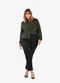 Secret Glam - Camisa Manga Longa Estampada Plus Size Preto - variação: Verde