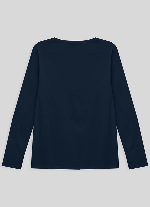 Basicamente - Camiseta Babylook Manga Longa Gola C Plus Azul 2