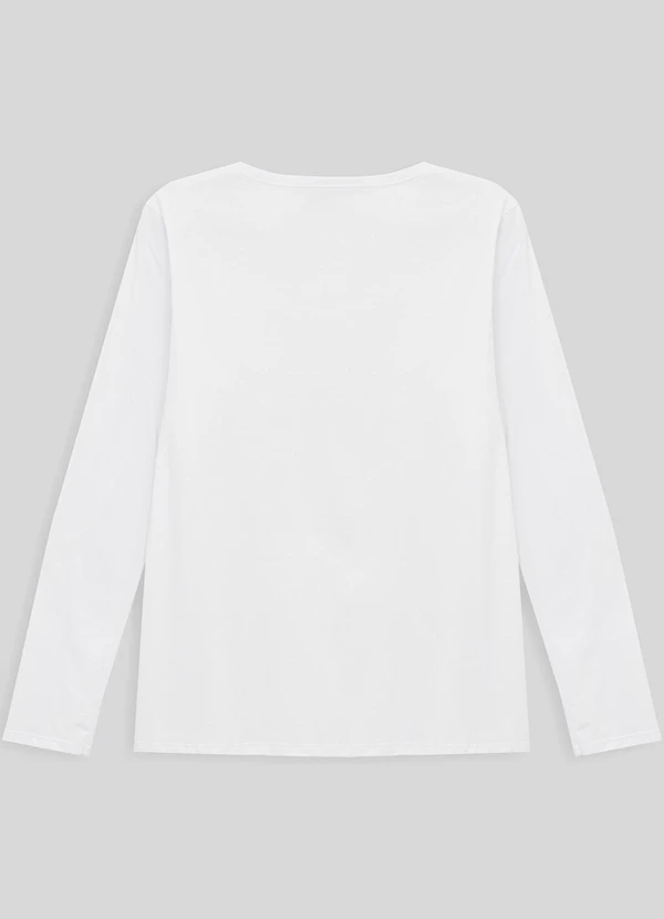 Basicamente - Camiseta Babylook Manga Longa Gola C Plus Branco 4