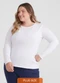 Basicamente - Camiseta Babylook Manga Longa Gola C Plus Branco - variação: Branco