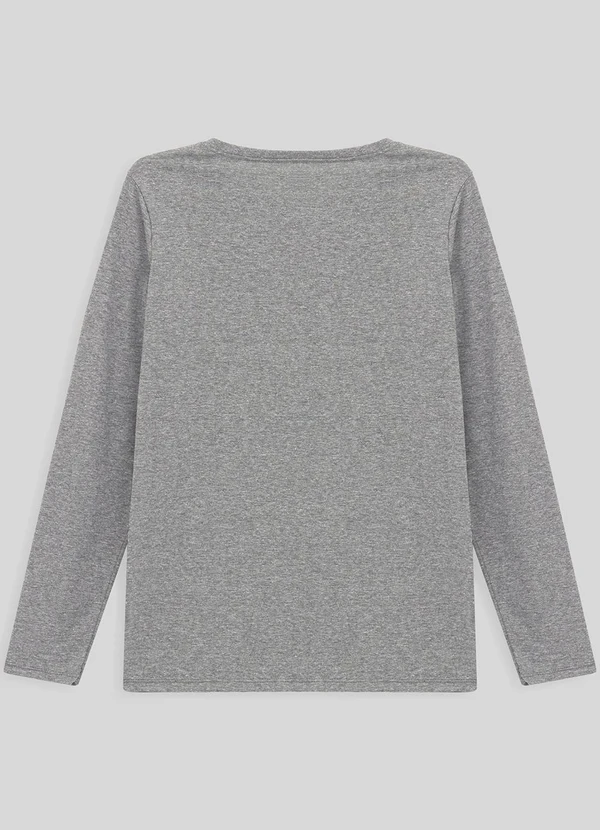 Basicamente - Camiseta Babylook Manga Longa Gola C Plus Cinza 2