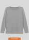 Basicamente - Camiseta Babylook Manga Longa Gola C Plus Branco - variação: Cinza