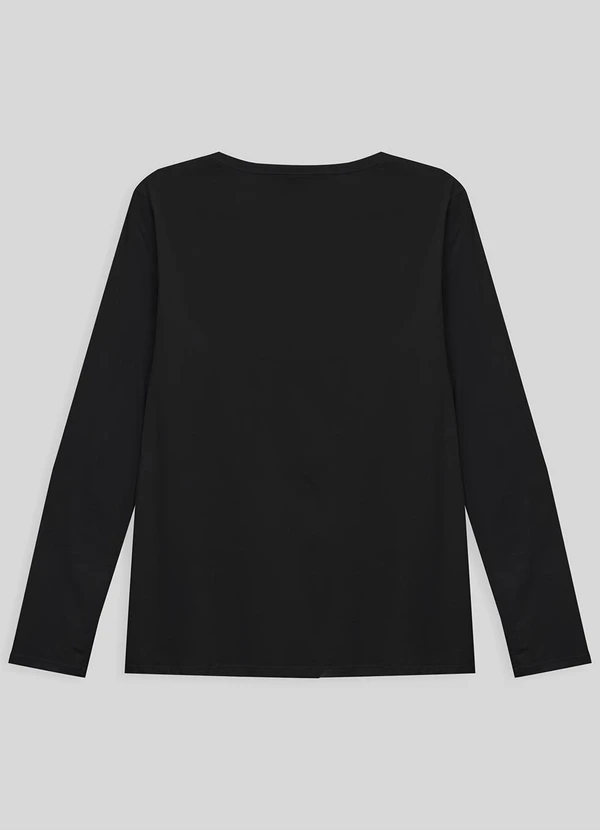 Basicamente - Camiseta Babylook Manga Longa Gola C Plus Preto 4