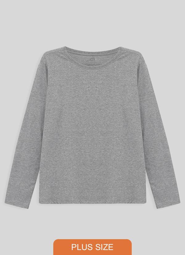 Basicamente - Camiseta Básica Manga Longa Plus Cinza 1
