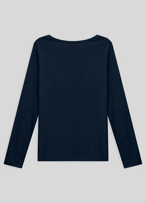 Basicamente - Camiseta Básica Manga Longa Plus Feminina Azul 2