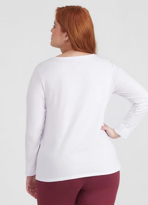 Basicamente - Camiseta Básica Manga Longa Plus Feminina - BASICAMENTE