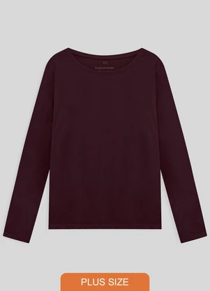 Basicamente - Camiseta Básica Manga Longa Plus Feminina - BASICAMENTE