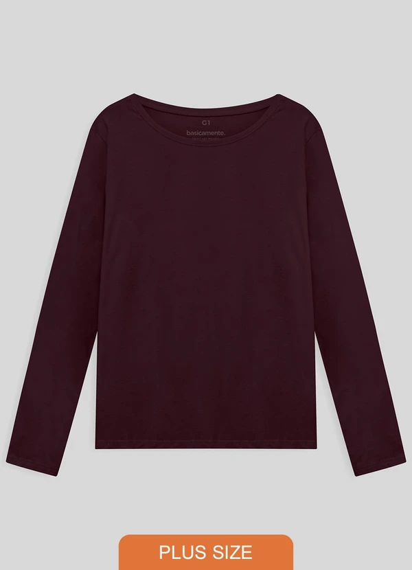 Basicamente - Camiseta Básica Manga Longa Plus Feminina