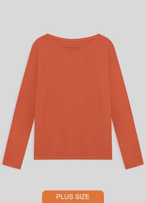 Basicamente - Camiseta Básica Manga Longa Plus Feminina - BASICAMENTE