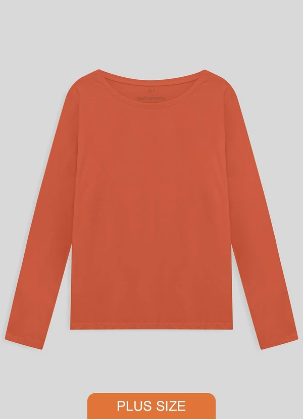 Basicamente - Camiseta Básica Manga Longa Plus Feminina