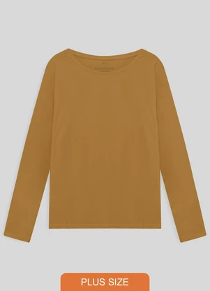 Basicamente - Camiseta Básica Manga Longa Plus Feminina - BASICAMENTE