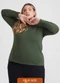 Basicamente - Camiseta Básica Manga Longa Plus Feminina - variação: Verde Selva