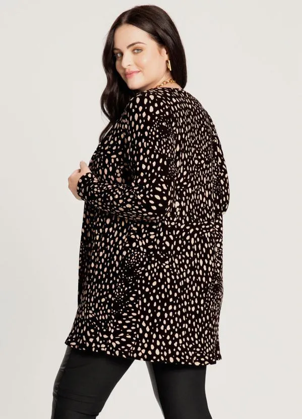 Lunender Mais Mulher - Cardigan Longo Plus Size Preto 3