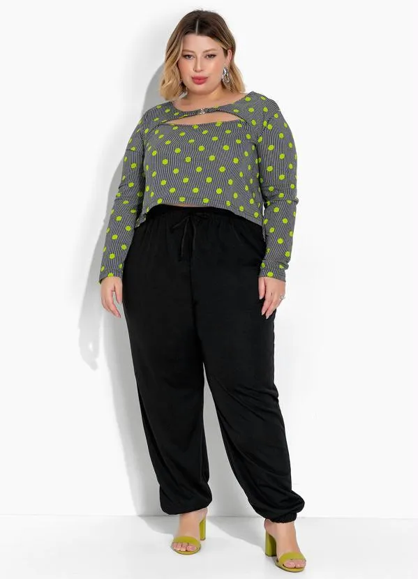 Marguerite - Cropped Poá e Listras Recorte Vazado Plus Size 4