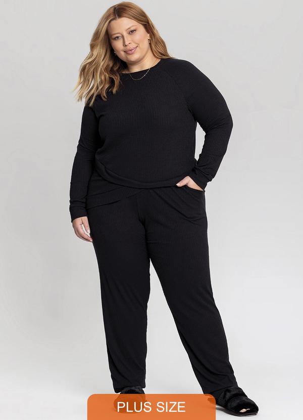 Mensageiro do Sonhos - Pijama Manga Longa Plus Size Preto