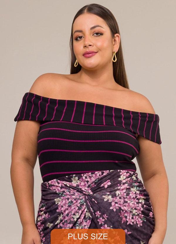 Cess - Blusa Ombro a Ombro Diana Listrada Roxo 5