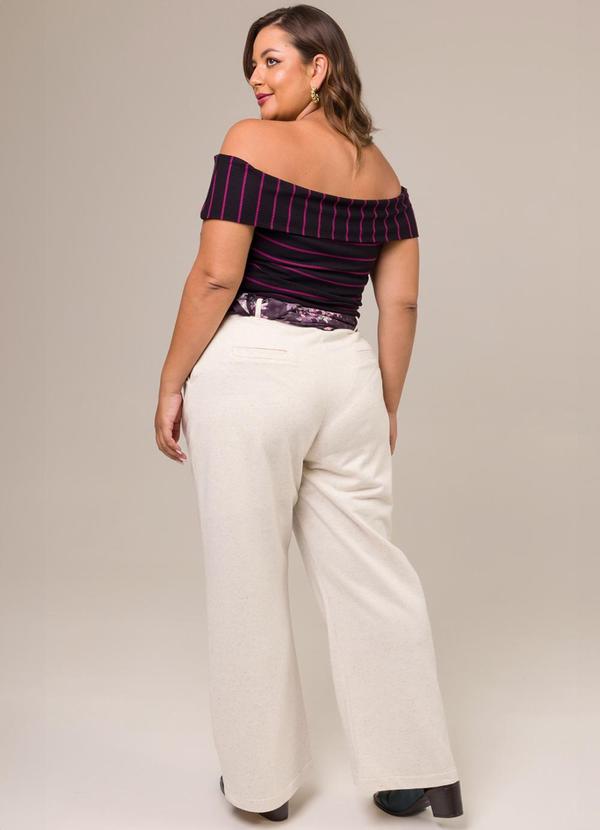 Cess - Blusa Ombro a Ombro Diana Listrada Roxo 2
