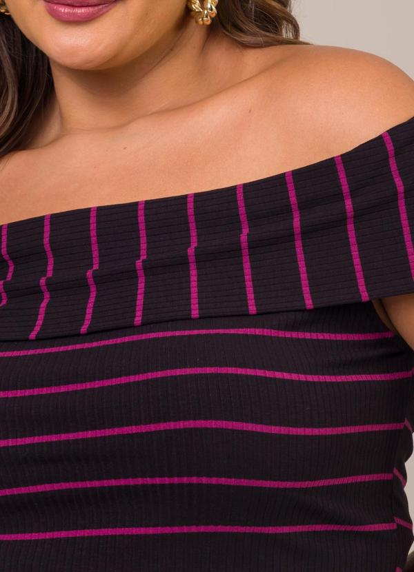 Cess - Blusa Ombro a Ombro Diana Listrada Roxo 6