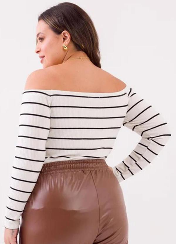 Cess - Blusa Ombro a Ombro Plus Size Canelado Branco 2