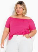 Blusa Pink Ombro a Ombro em Ribana Plus Size