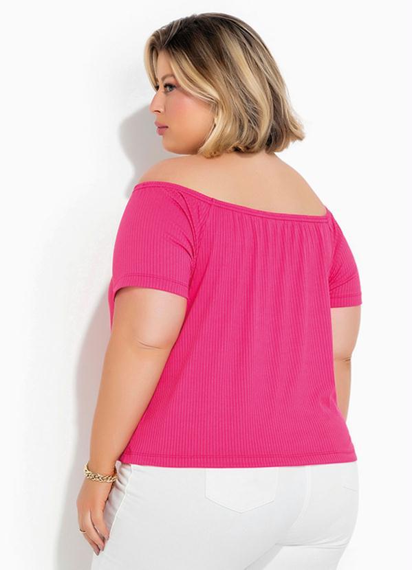 Queima Estoque - Blusa Pink Ombro a Ombro em Ribana Plus Size 4