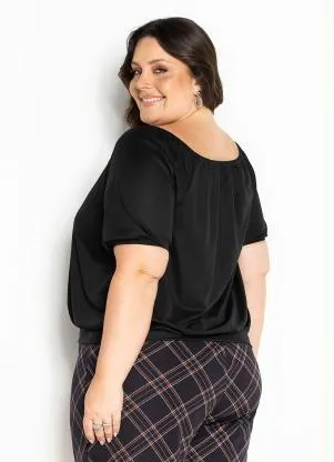 Marguerite - Blusa Preta Decote Ombro a Ombro Plus Size - MARGUERITE