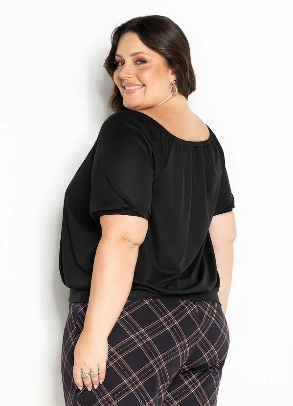 Marguerite - Blusa Preta Decote Ombro a Ombro Plus Size 2
