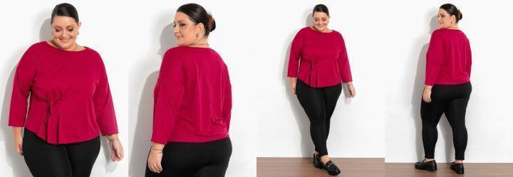 Blusa Prpura com Amarrao na Frente Plus Size