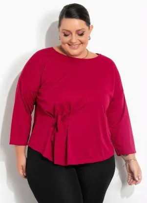 Marguerite - Blusa Púrpura com Amarração na Frente Plus Size - MARGUERITE