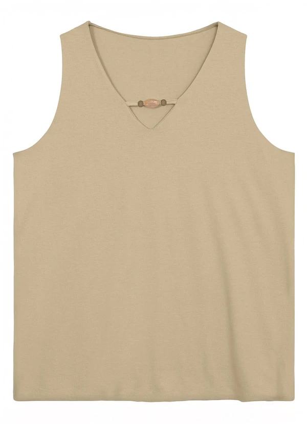 Malwee - Blusa Ampla em Crepe com Pingentes Areia