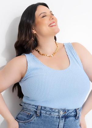 Blusa (Azul Beb�) em Malha Tricot