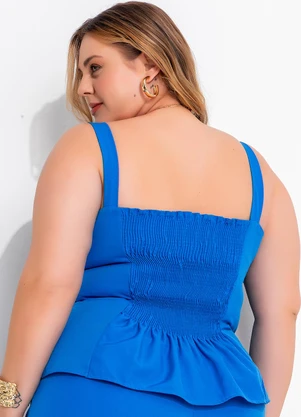 Marguerite - Blusa Azul em Alfaiataria - MARGUERITE