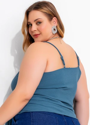 Marguerite - Blusa Azul em Crepe Plano - MARGUERITE