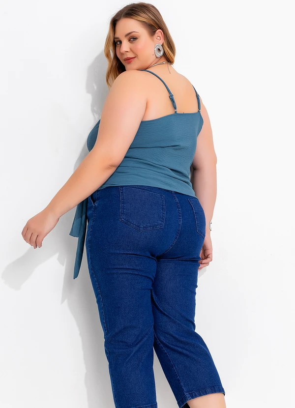 Marguerite - Blusa Azul em Crepe Plano 4