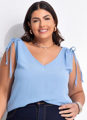Blusa (Azul) em Crepe Plano