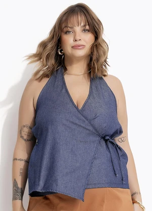 Marguerite - Blusa Azul em Jeans Leve - MARGUERITE